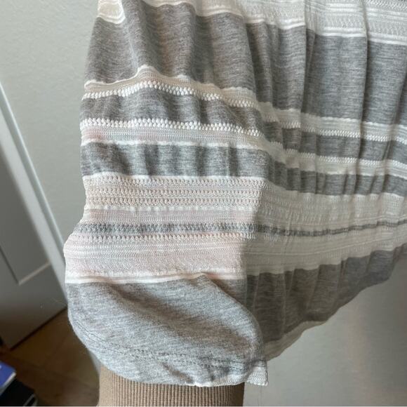 H&M Heather Gray & White Striped Long Sleeve Blouse Size L - Picture 4 of 7